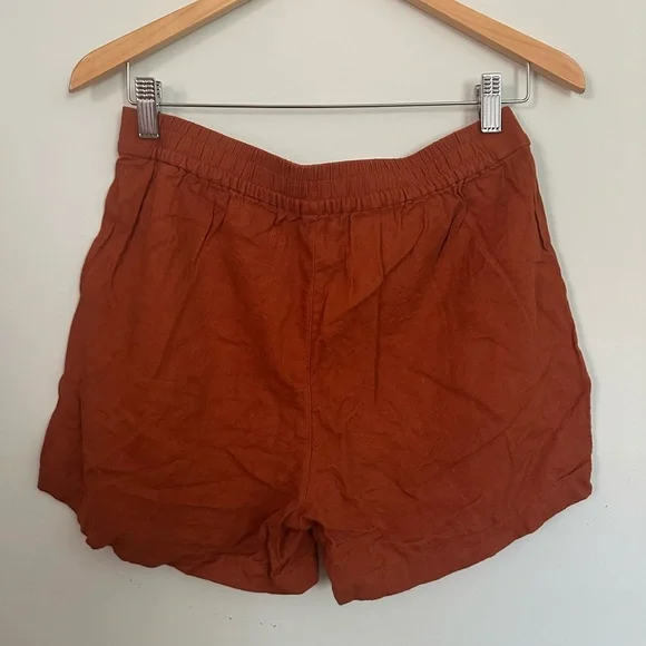 Women's Rust linen pull-on drawstring Shorts - Picture 4 of 4
